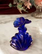 .Glass-Perfume Bottle Blue Flower Top