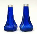 .Glass-Wide base floral Salt & Pepper blue