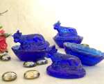 Cows Dish Mini Blue Glass Set of 12 Cows Dish Mini Blue Glass Set of 12