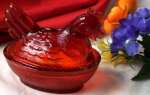 .Glass-Red Glass Chicken On Nest