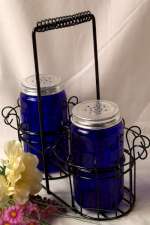 Blue Salt & Pepper with Metal Basket Blue Salt & Pepper with Metal Basket