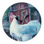 Country Barn and Rooster Wooden Wallclock