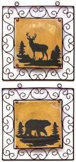 Bear and Deer Lodge Wall Plaque Set of Two