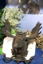 Cast Iron Moose Head Lodge Decor Wall Hook