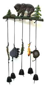 Cast Iron Bear with Bells Wind Chime