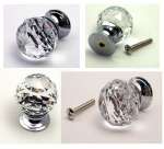 .Large Rounded Crystal Glass Drawer Pull Clear