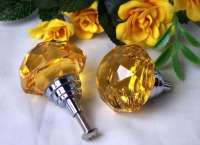 .LARGE Amber Solid Crystal Glass Drawer Door Pull