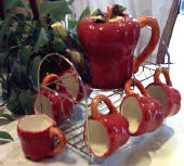 A Ceramic Apple-shaped Red Teaset- SALE A Ceramic Apple-shaped Red Teaset- SALE
