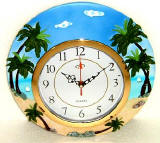 Tropical Palm Tree Ceramic Wallclock