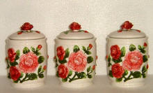 A Rose Bouquet 3 Ceramic Storage Jar Kitchen Canisters A Rose Bouquet 3 Ceramic Storage Jar Kitchen Canisters