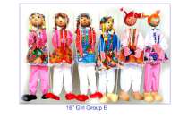 16 inch Girls 1 Doz Wooden Head Marionettes