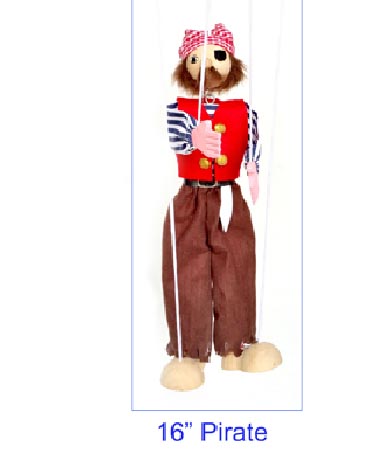 16 inch Pirate Wooden Head Marionettes