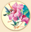Rubythroat & Hibiscus Birds Coaster Set of 8