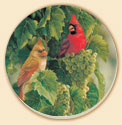A set of 8 Cardinals With Grapes Birds Coasters A set of 8 Cardinals With Grapes Birds Coasters