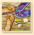 Flip Flops 4 Coastal Patterns Coaster Set of 8