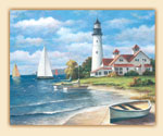 Coastal Glass Cuttingboard Lighthouse Mural