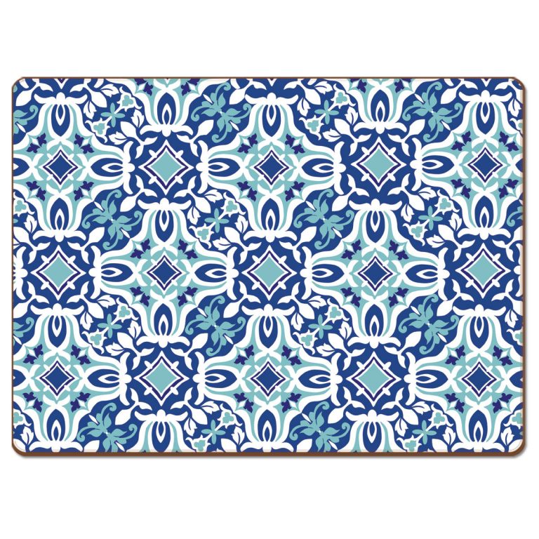 ! Cork Back Hardboard Placemats Andros Blue Tuscan tile