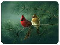 Glass Cuttingboard Trivet  Wildlife Cardinal Birds