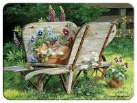 Glass Cuttingboard Trivet  Garden Bench Cat nap