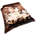 Blanket - Country Floral Fleece Throw - Brown