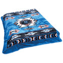 Blanket - Country Lodge/ Cabin Southwestern Fleece Throw - Blue