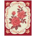 Blanket - Country Floral Fleece Throw - Burgundy/ Maroon Border