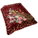 Blanket - A Fleece Throw Peacock- Burgundy Blanket - A Fleece Throw Peacock- Burgundy