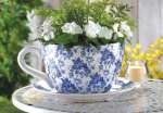 Blue Willow Style Floral Teacup Planter Blue Willow Style Floral Teacup Planter
