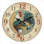 Country Rooster Wooden Kitchen Wallclock