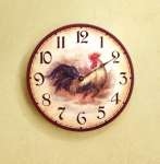 Country Rooster Wooden Kitchen Wallclock